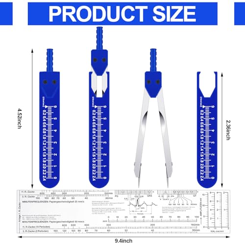 2 Pack Ekg Caliper Ruler Set Medical Measuring Tool Set, Pink and Blue - color: Pink and Blue