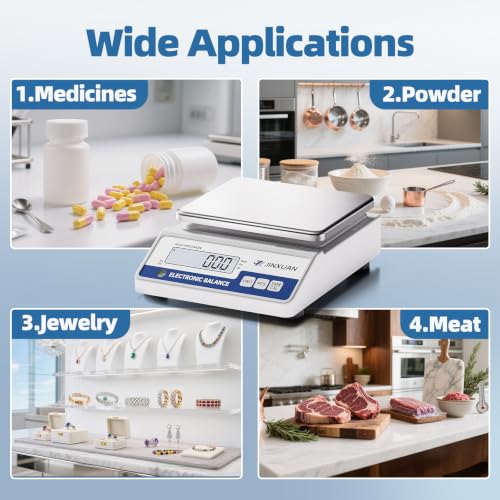 Lab Scale Gram Scale 0.01g Accuracy 1000 Gram Digital Scale Scientific Analytical Balance Scale Precision Scale for Jewelry Diamond Gold Chemistry Powder Kitchen, With 200g Weights Backlit LCD