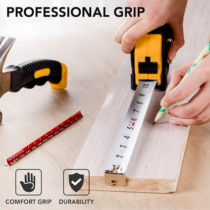 Mr. Pen- Retractable Tape Measure 25 ft, Yellow, Easy Read - color: Yellow, size: 1 pcs