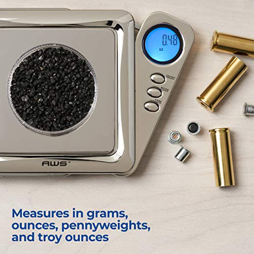 American Weigh Scales Blade Series Digital Precision Pocket Weight Scale, Gray, 650 X 0.1G (BL-650-GRY) (Silver, 1KG) - color: Chrome Silver, size: 1000g x 0.1g