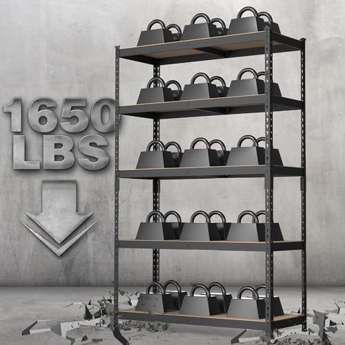 WORKPRO Shelving with MDF Board, 35-3/10”W x 17-1/2”D x 72”H, 1650 lbs Load - size: 35.3"W x 17.5"D x 72"H