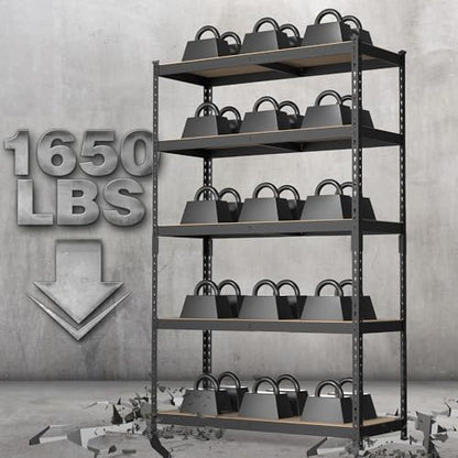 WORKPRO Shelving with MDF Board, 35-3/10”W x 17-1/2”D x 72”H, 1650 lbs Load - size: 35.3"W x 17.5"D x 72"H