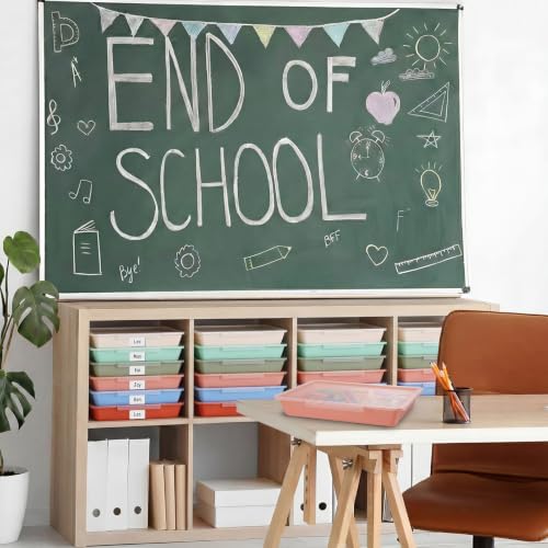 Tinlade 12 Pcs Classroom Paper Storage Bins with Lids, Boho, 13x10in - color: Boho