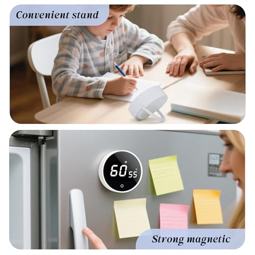 2Pcs Digital Kitchen Timer - Magnetic 199-Minute Countdown Countup Timer with Large LED Display,Volume Adjustable, Visual timers for Cooking,Gym,Meeting,Classroom,Study,Work,Outdoor Activities - color: White-2pcs