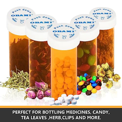 Plastic Medicine Pill Bottles with Child Resistant Caps - Push Down and Turn - Prescription Vial, Medicine Container, Pill Cases Dispenser Organizers (12pcs, 60 Dram) - size: 60 Dram