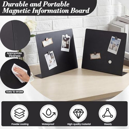 LEIFIDE 2 Pcs Black Magnet Boards Magnetic Bulletin Board Announcement Wave-Shaped Magnetic Display Board Stand Metal Desktop Memo for Menus Dining Table Home School Kitchen Office(8.5 x 11 Inch) - size: 8.5 x 11 Inch