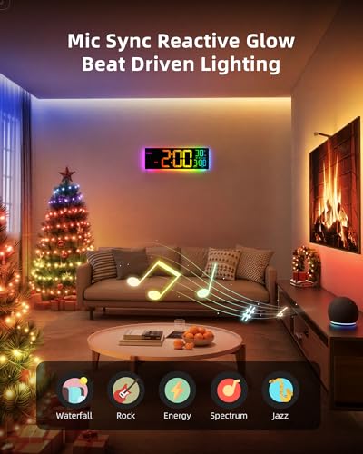 EASYERA Smart Digital Wall Clock App Control, 16.5” Large RGB Clock
