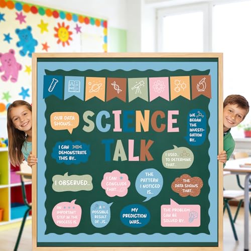 47Pcs Science Talk Bulletin Board Decorations Set, Boho Educational Bulletin Boards for Science Classroom Back to School Elementary Middle School Wall Decor Teacher Must Haves