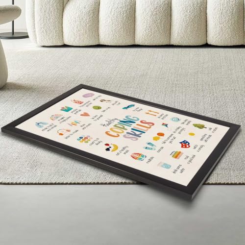 Coping Skills Canvas Wall Art Icon Chart Poster 24x36in Black Framed Flat - color: style 010, size: 24"L x 36"W