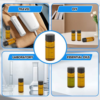 12PCS 4ml Amber Glass Graduated Vials with Screw Caps & Plastic Stoppers - color: AMBER, size: 4ml