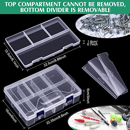 Honoson 6 Pack Fishing Tackle Box Organizer, Clear Waterproof Movable Tray