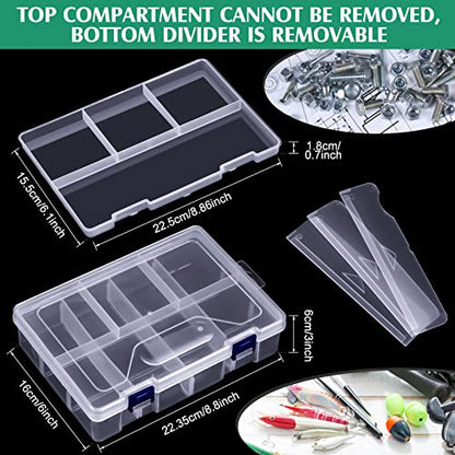Honoson 6 Pack Fishing Tackle Box Organizer, Clear Waterproof Movable Tray