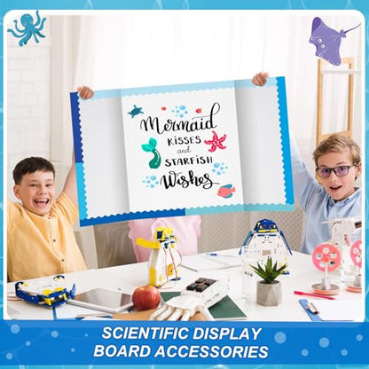 90 Pcs Science Fair Board Supplies Trifold Poster Boards, Ocean - color: Ocean