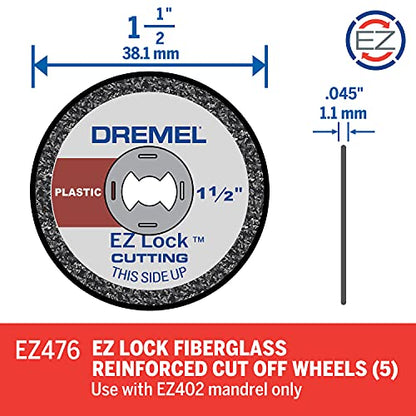 Dremel EZ476 1 1/2-Inch EZ Lock Rotary Tool Cut-Off Wheels for Plastic - 5 Pack - color: Black