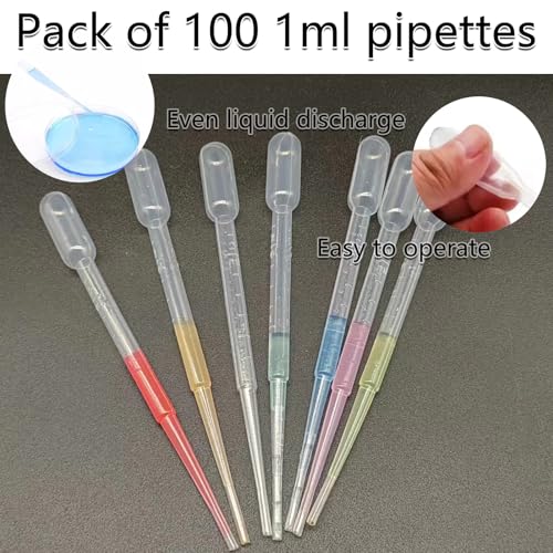 100-piece Package 2ML Pipette Plastic Pipette Drip Pipette Used to Transfer Liquids, resins, handicrafts, Essential Oil Mixing, Fish Tank Cleaning, Student Scientific Research Activities, etc.