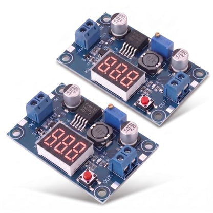 2PCS LM2596 DC-DC Buck Converter Module Adjustable Step-Down Vol with LED - size: 2 PCS