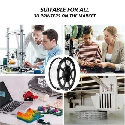 Silk PLA Filament 1.75mm,3D Printer Filament with a Metallic Glossy Finish, Dimensional Accuracy +/- 0.02 mm, 1kg Spool(2.2lbs) Fits for Most FDM 3D (A-Silk White Pla) - color: A-silk White Pla