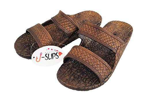 J-Slips Kids Sandals - Comfortable Boys and Girls Jesus Jandals for Beach and Summer - Waterproof Hawaiian Slides in 12 Colors, Sandalias - color: Coconut, size: 1-2 Big Kid
