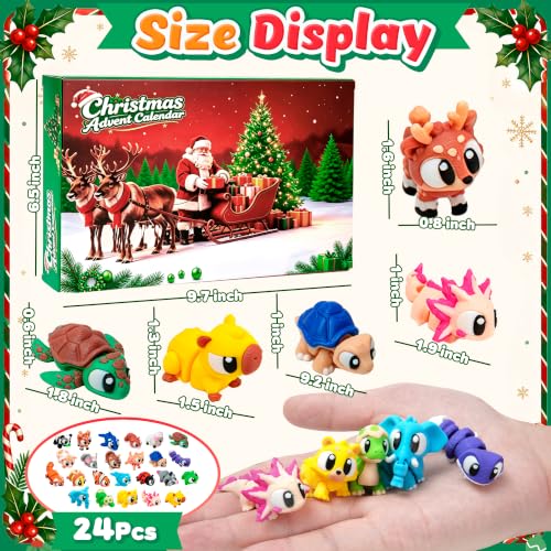 Christmas Advent Calendar 2026 Countdown with Mini 3D Printed Animals Bulk - color: colorful 24PC