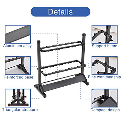 JOYWAVE Aluminium Fishing Rod Holders, Portable Fishing Rod Rack, Holds Up to 24 Rods, Modern Matte Black, 27.9x12.6x27.5 inches - color: Matte Black