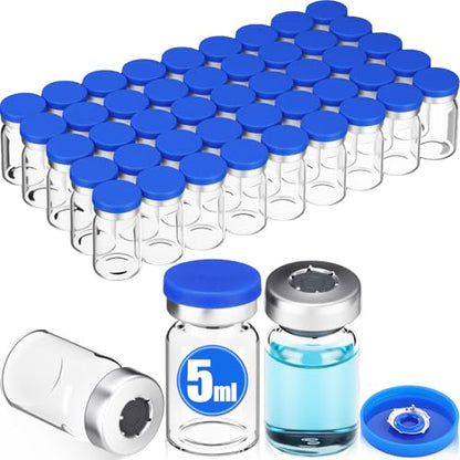 100 Pcs 5ml Sterile Vials, Empty Vials for Injection, Blue Lid - color: Blue lid