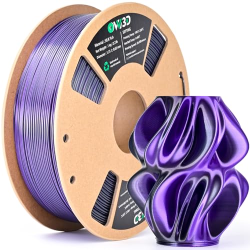 OVV3D Silk PLA Filament 1.75mm, Dual Color PLA Filament 3D Printer Filament, Black Purple 3D Printing Filament +/-0.02mm, 1kg Spool /2.2lb - color: Dual-color Black Purple