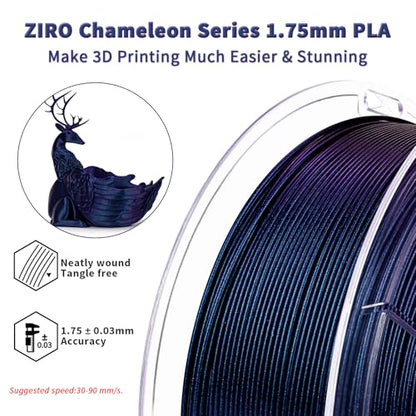ZIRO Chameleon Series Filament, Super Sparkle PLA, Abyss Blue Luster - color: Abyss Blue Luster