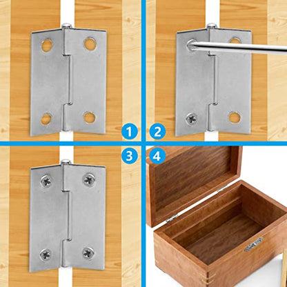 Piutouyar 6Pack 1.5 Inch Butt Hinge 304 Stainless Steel Mini Hinges - size: 1.5 Inch