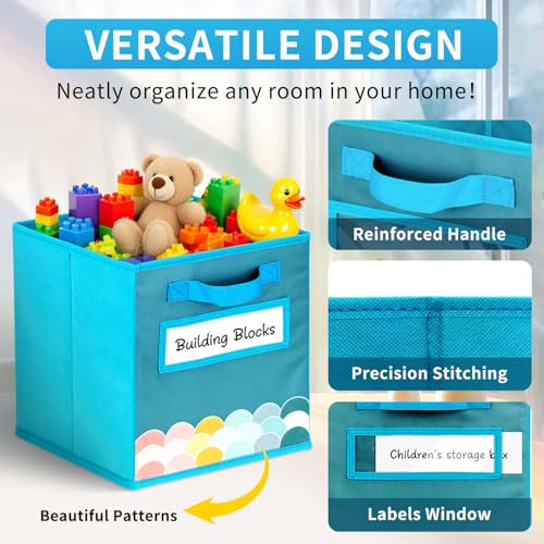ABCKEY 11 Inch Cube Storage Bins 3 Pack with Handle and Label Window - color: 3PCS