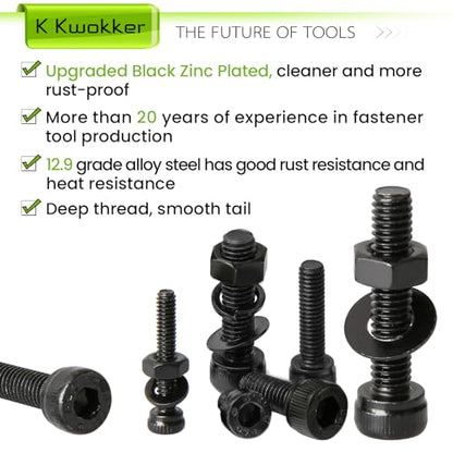 Hex Socket Metric Bolt Assortment, 1713Pcs M2 M3 M4 - size: A. M2 M3 M4