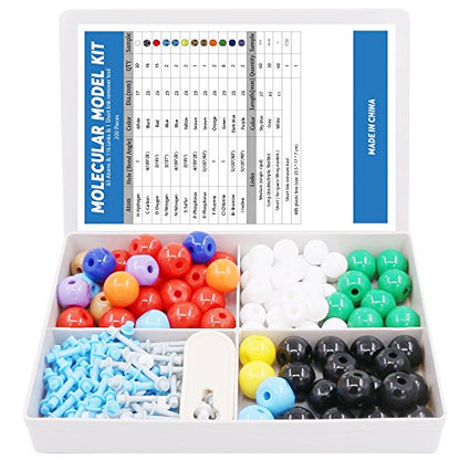 Swpeet 200 Pcs Molecular Model Kit for Organic and Inorganic Chemistry, Chemistry Molecular Model Student and Teacher Set - 83 Atoms & 116 Links & 1 Short Link Remover Tool - style: 200 Pieces Molecular Model Kit