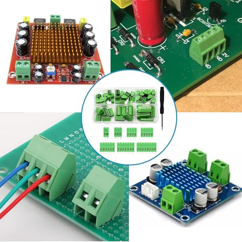 46PCS 2.54mm 0.1" Pitch PCB Mount Screw Terminal Block Connector, Minidodoca 2P 3P 4P 5P 6P 7P 8P Terminals 150V 6A for 26-18AWG Cable，Equipped with Special Screwdriver - style: 46pcs Terminal Block Connector