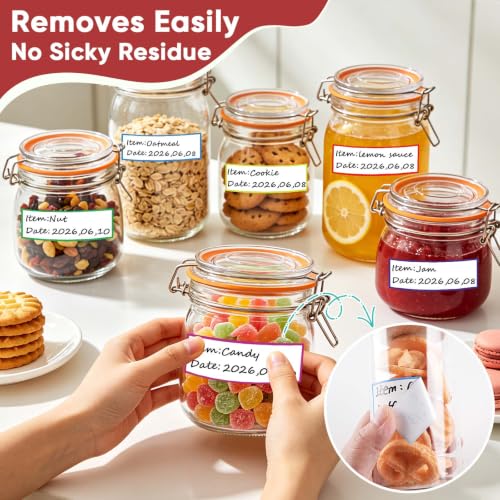 1024 Pcs Easy Peel Off Removable Food Labels, 1 x 3 Inch Freezer Labels to Write On Food Storage Labels for Storage Bins Party Buffet, Meal Prep Labels Containers & Kitchen Storage