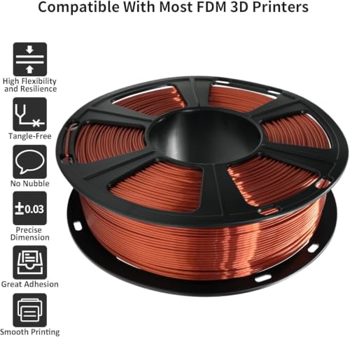 GIANTARM Silk 3D Printer Filament 1.75mm Metallic Copper PLA 2kg - color: Silk Copper, size: 2kg