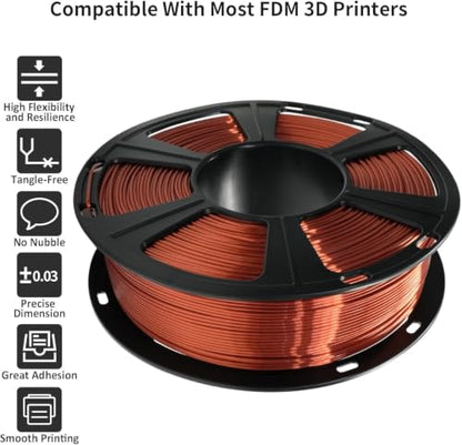 GIANTARM Silk 3D Printer Filament 1.75mm Metallic Copper PLA 2kg - color: Silk Copper, size: 2kg