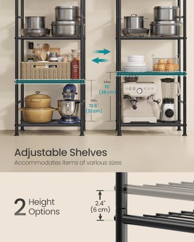 SONGMICS 5-Tier Shelving Unit, Steel Storage Rack, 11.8 x 15.7 x 56.7 Inch - size: 15.7"W, style: 5-Tier
