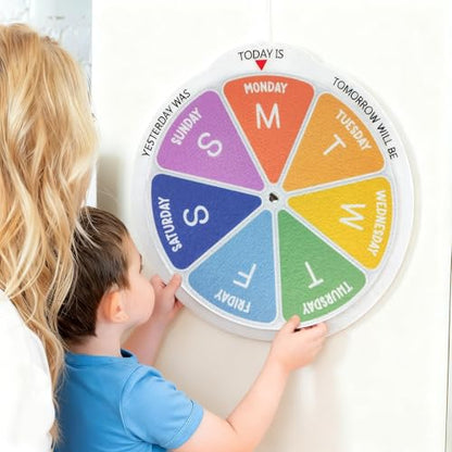 Days of the Week Wheel Homeschool Toddler Activities Montessori Calendar Days Spinner Wheel Tracing Kids Preschool Calendar Today is Day of the Week - color: Days of the Week Multicolor