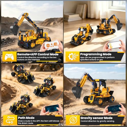 5 in 1 STEM RC Excavator Robot Building Kit Toys for Kids Boys Age 6-14