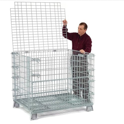Global Industrial Wire Mesh Folding Open-Top Container, 21 Cu. Ft. Capacity, 5000 Lb Capacity, 40" L x 32" W x 34-1/2"H, Stackable and Collapsible, Gray