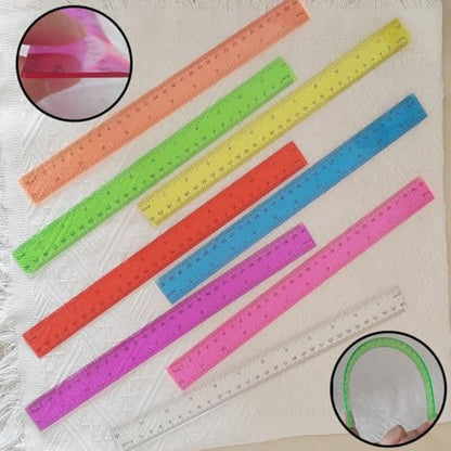 8 Pack 12 Inch Color Clear Ruler Plastic Rulers