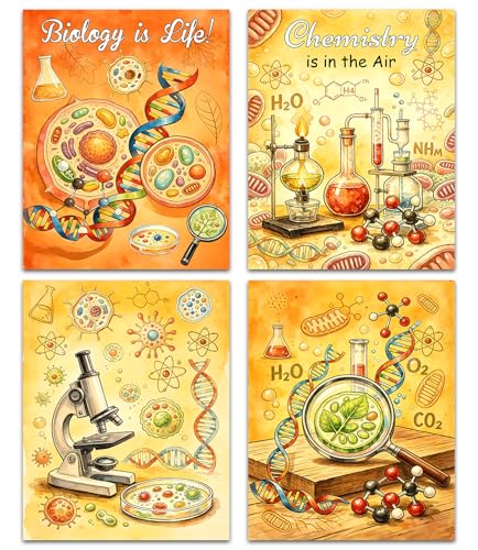 ZOIYINO Science Classroom Posters Set of 4,Educational Wall Art - color: Science Classroom Posters Set of 4