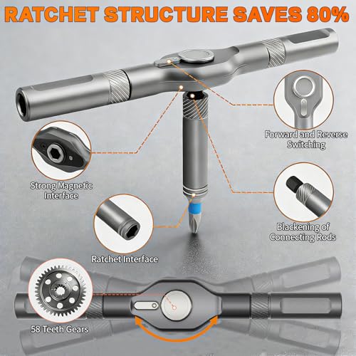 2026 New 24 in 1 Magnetic Ratchet Screwdriver Set, DIY Screwdriver Set with Detachable Handle, Portable Compact Repair Tool Kit for Furniture Laptop Electronicsv Bicycle - size: 24 in 1 Screwdriver Set