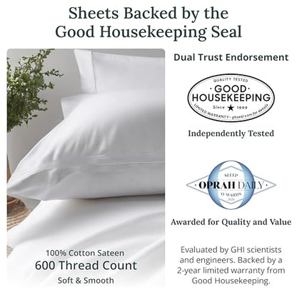 California Design Den 2 Pack 600 Thread Count King Size Sheets Set, White - color: 01 - Bright White, size: King (Pack of 2)