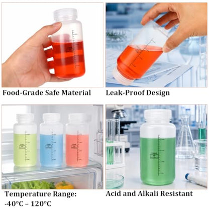 Acrux7 30PCS 8oz/250ml Wide Mouth Plastic Sample Bottles with Airtight Cap