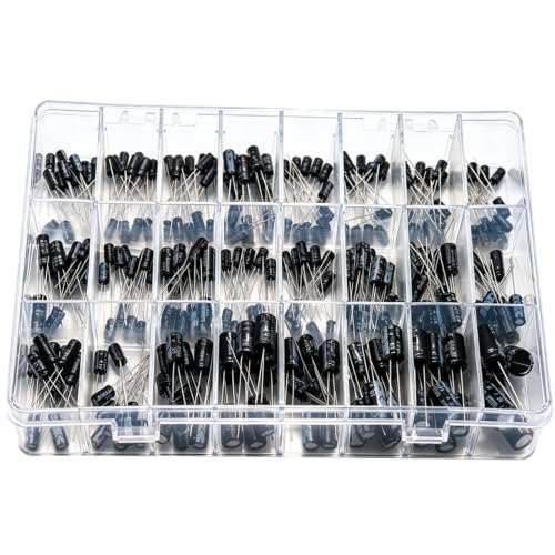 Electrolytic Capacitor, QBGTFAK 24Value 267pcs(0.1uF－1000uF) Aluminum Electrolytic Capacitors Assortment Kit for Computer Motherboard, TV, Speaker