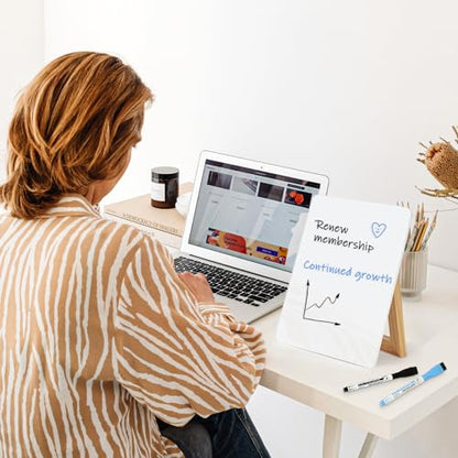 Desktop Glass Whiteboard, 9.5"x 6.7" Desk Dry Erase Board with Wood Stand - color: Stand-white a