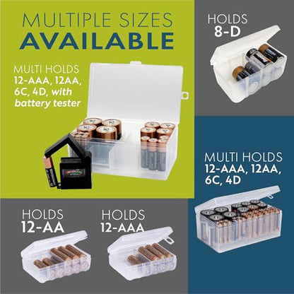 Dial Industries Battery Organizer Case with Tester for 12 AAA 12 AA 6C 4D - style: 12AAA, 12AA, 6C, 4D with Tester