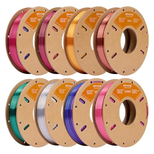 ERYONE PLA Filament 3D Printer Filament Bundle Multicolor 1.75mm +/- 0.03mm, PLA Filament 250g Spool, 8 Rolls, Silk Series 2 - color: Silk Series 2, size: 2KG