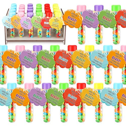 Maxdot 24 Set Science Party Favors, Plastic Test Tubes with Caps Holder