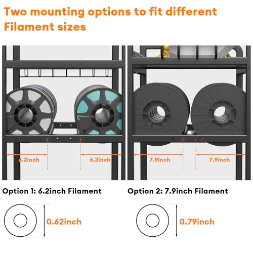 3D Printer Filament Storage Rack- 4 Tiers Filament Spool Holder, Heavy Duty 3D Printing Stand Filament Organizer with 360° Wheels, Metal Filament Stand Shelf for PLA/ABS/TPU/Nylon (Black) - color: Black